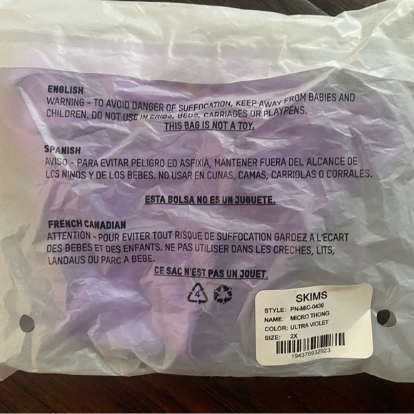 NWT SKIMS Fits Everybody Micro Thong in Ultra Violet - Picture 3 of 3